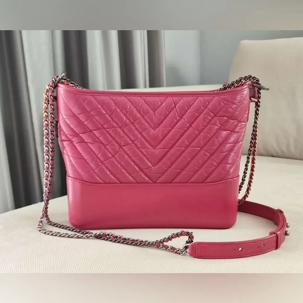 Chanel calfskin Gabrielle hobo Medium in hot pink